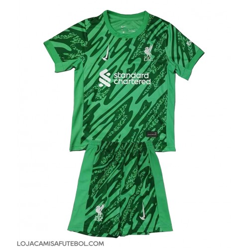 Camisa de Futebol Liverpool Goleiro Equipamento Secundário Infantil 2024-25 Manga Curta (+ Calças curtas)